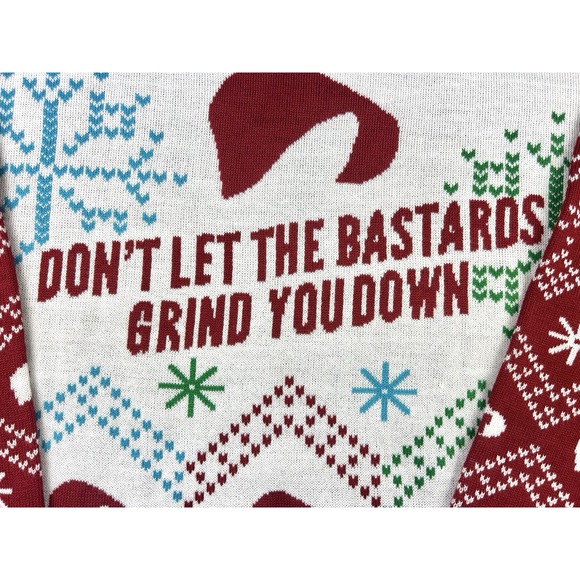 Hulu Handmaid's Tale Adult XXL Ugly Christmas Sweater Don't Let The Bastards NEW - Picture 2 of 15